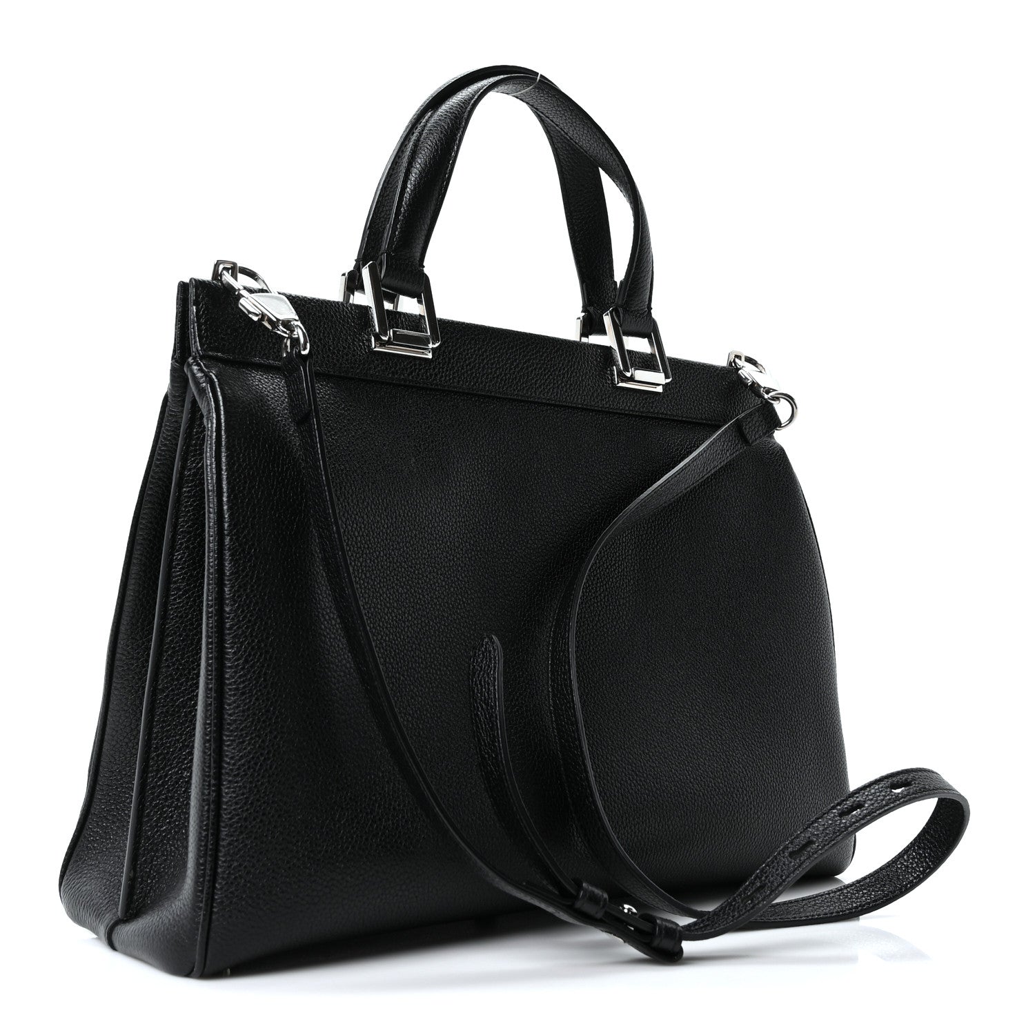 Smooth Calfskin Medium Zumi Top Handle Bag Black