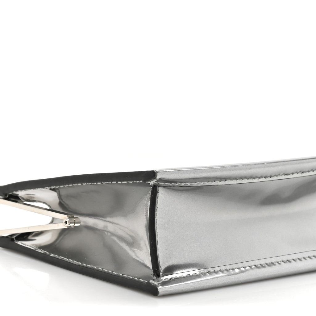 Metallic Calfskin Clutch Silver
