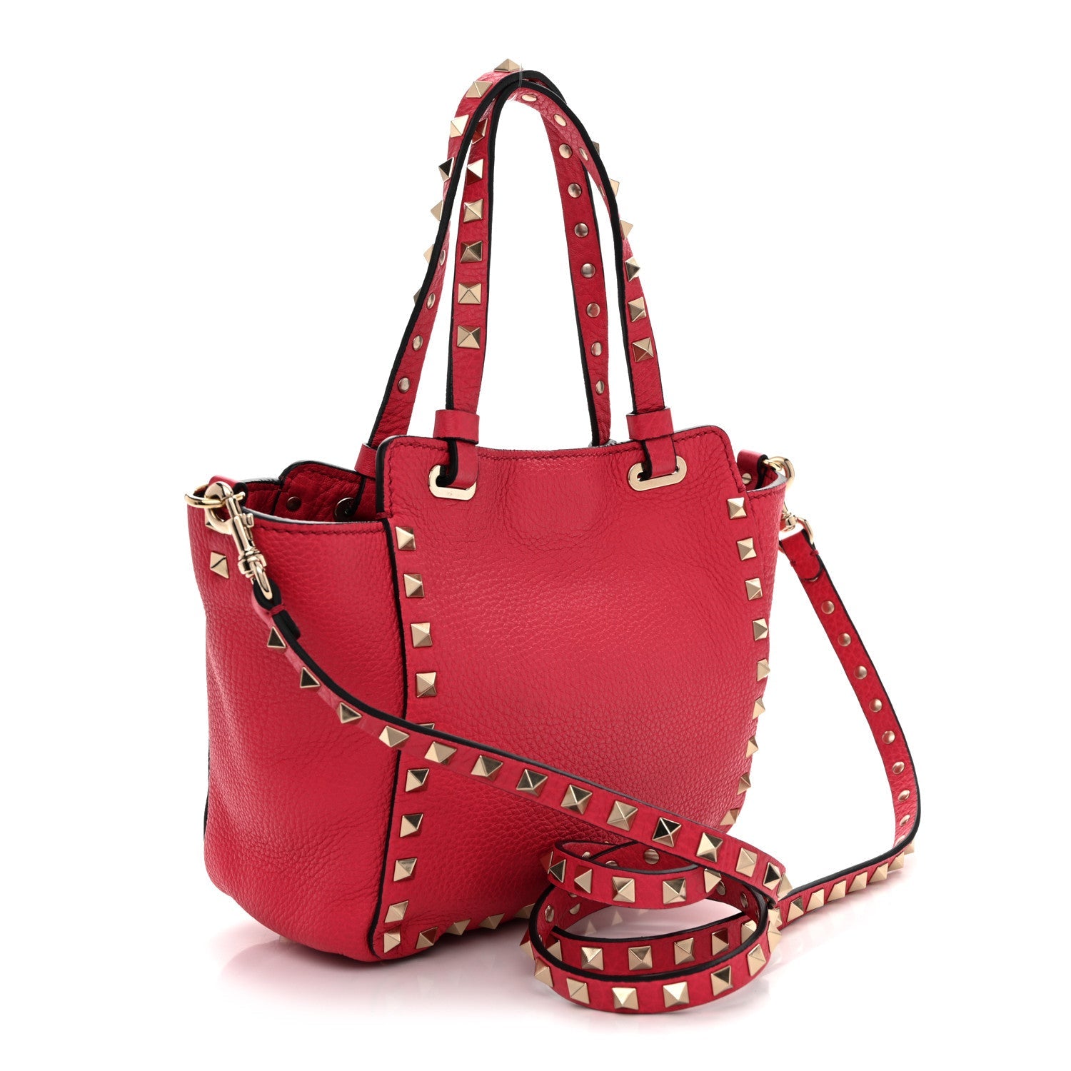 Pebbled Calfskin Mini Rockstud Tote  Cyclamin