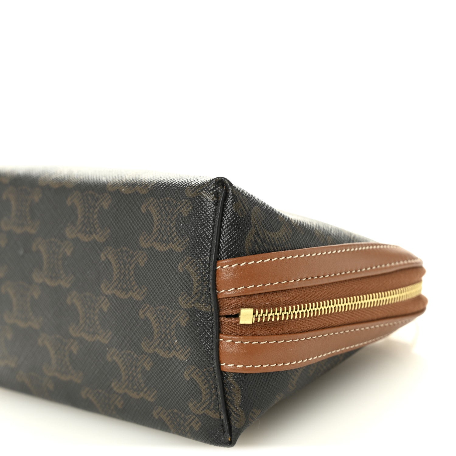 Triomphe Canvas Lambskin Clutch On Chain Tan