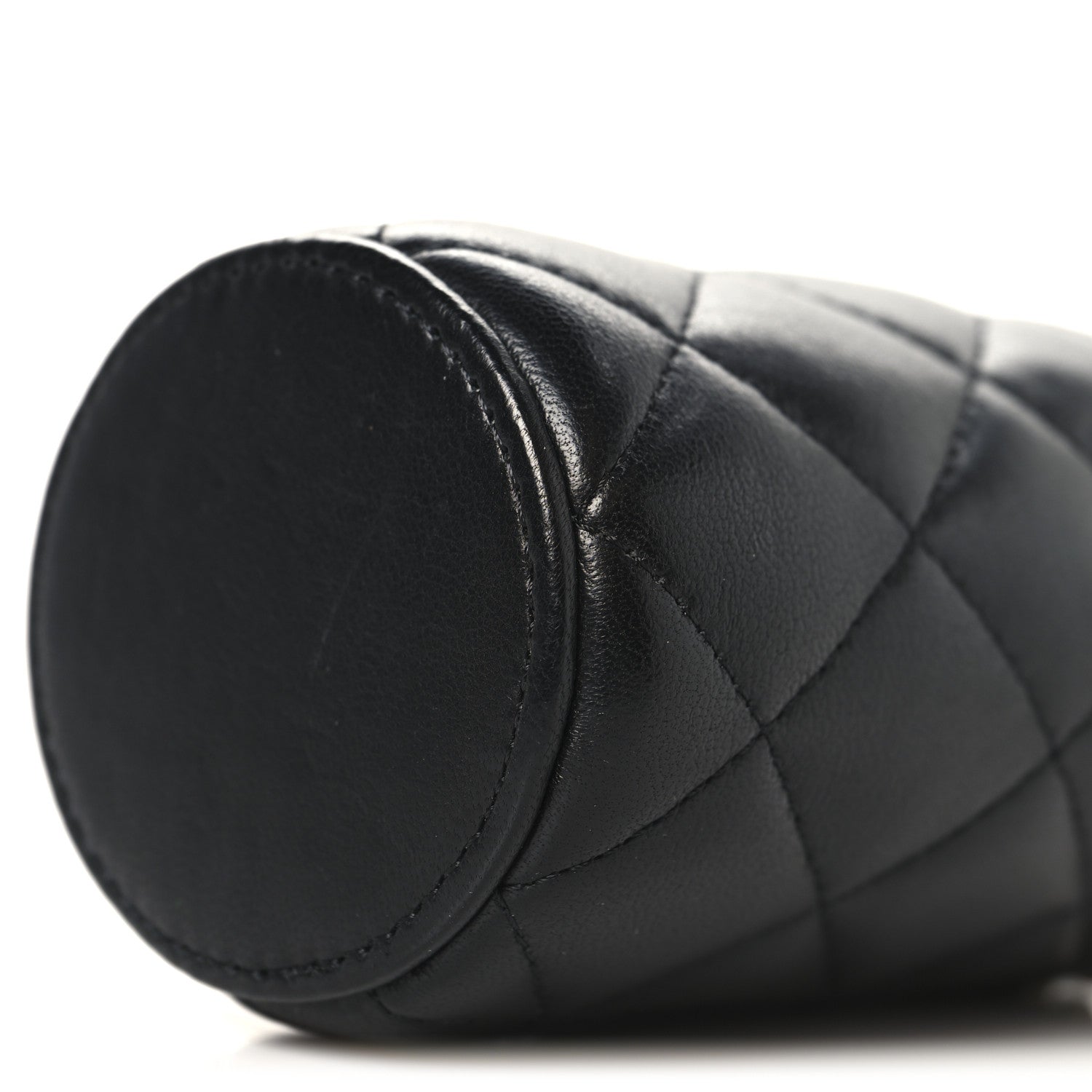 Lambskin Quilted Mini Bucket Bag With Chain Black