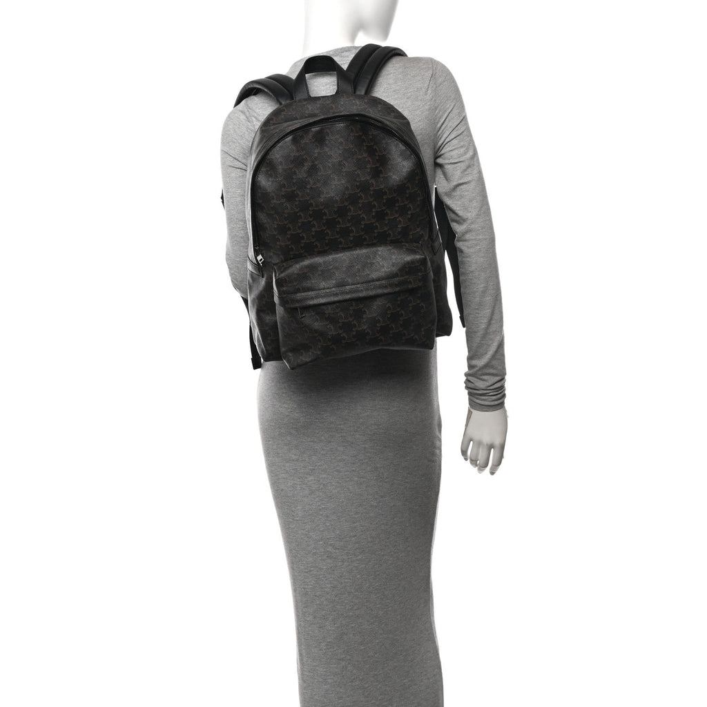 Triomphe Canvas XL Calfskin Backpack Black