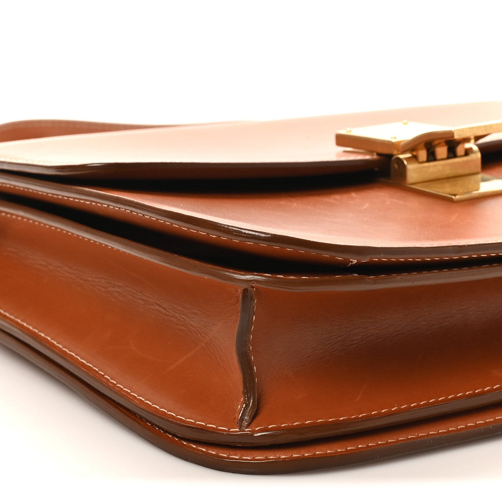 Natural Calfskin Medium Classic Box Flap Bag Tan