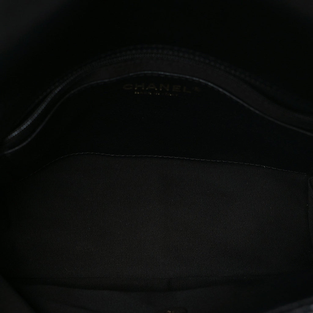 Lambskin Quilted Enamel CC Chain Frame Flap Black