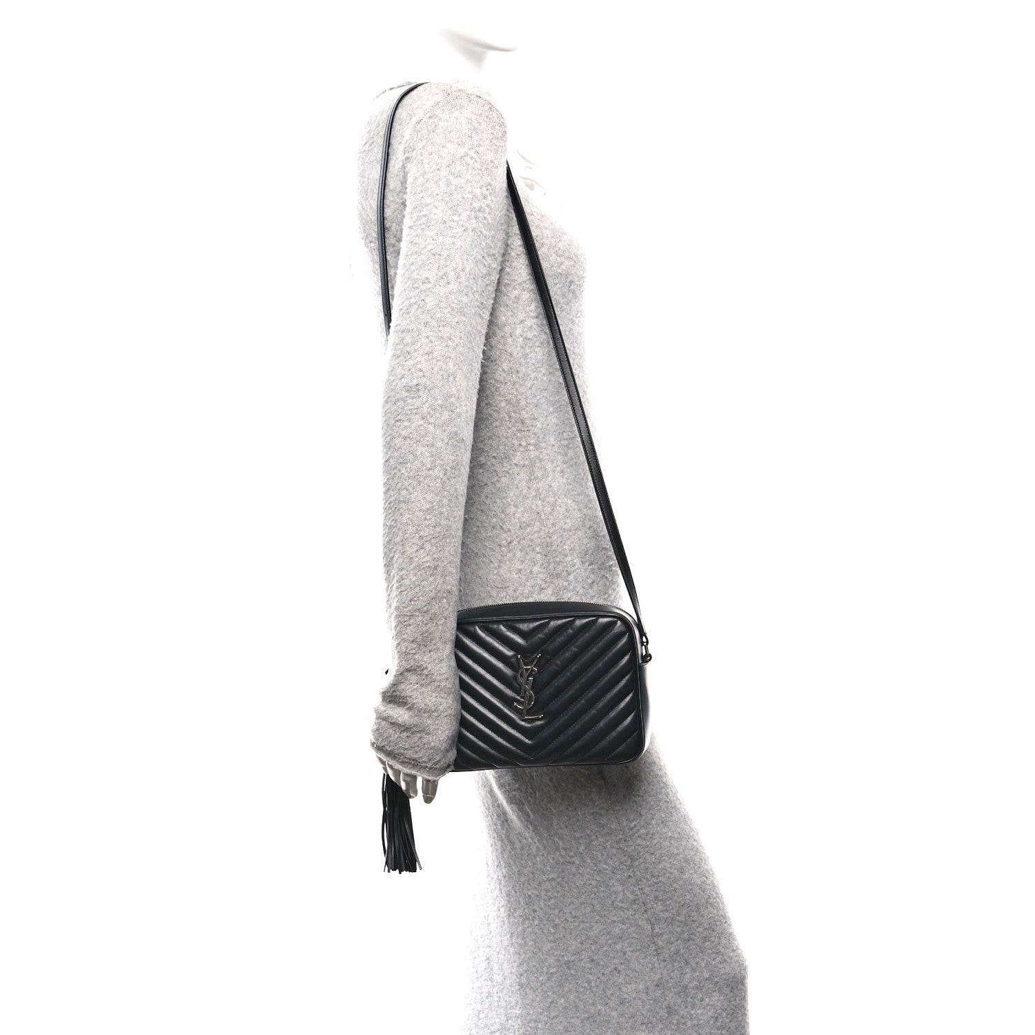 Calfskin Matelasse Monogram Lou Camera Bag Black