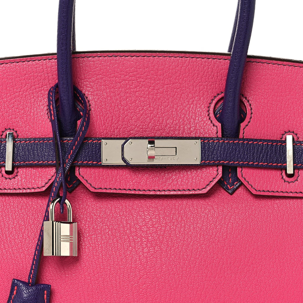 Chevre Mysore Horseshoe Birkin 30 Rose Shocking Iris