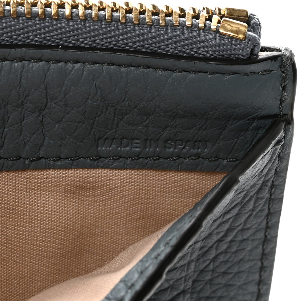 Grained Calfskin Alphabet Zip  Holder Cloudy Blue