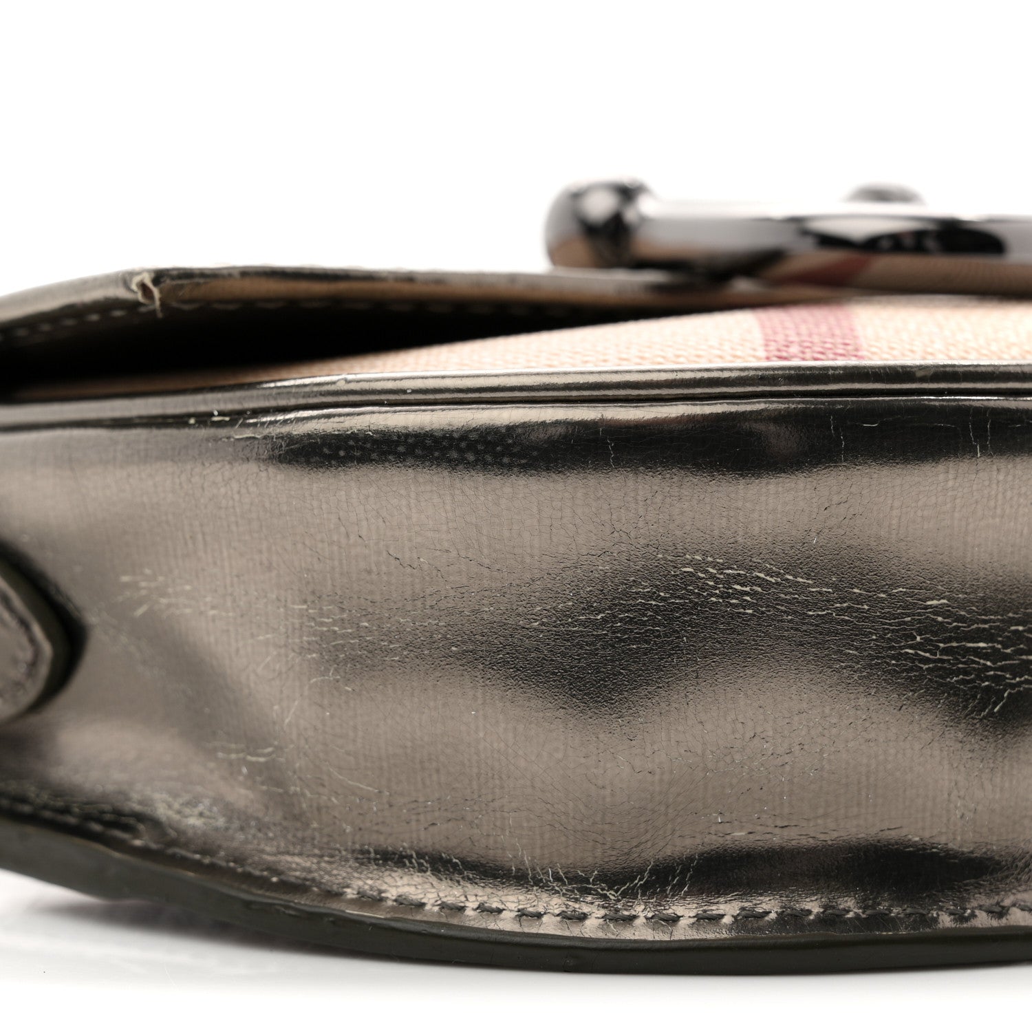 Patent Nova Check Mini Crossbody Bag Pewter