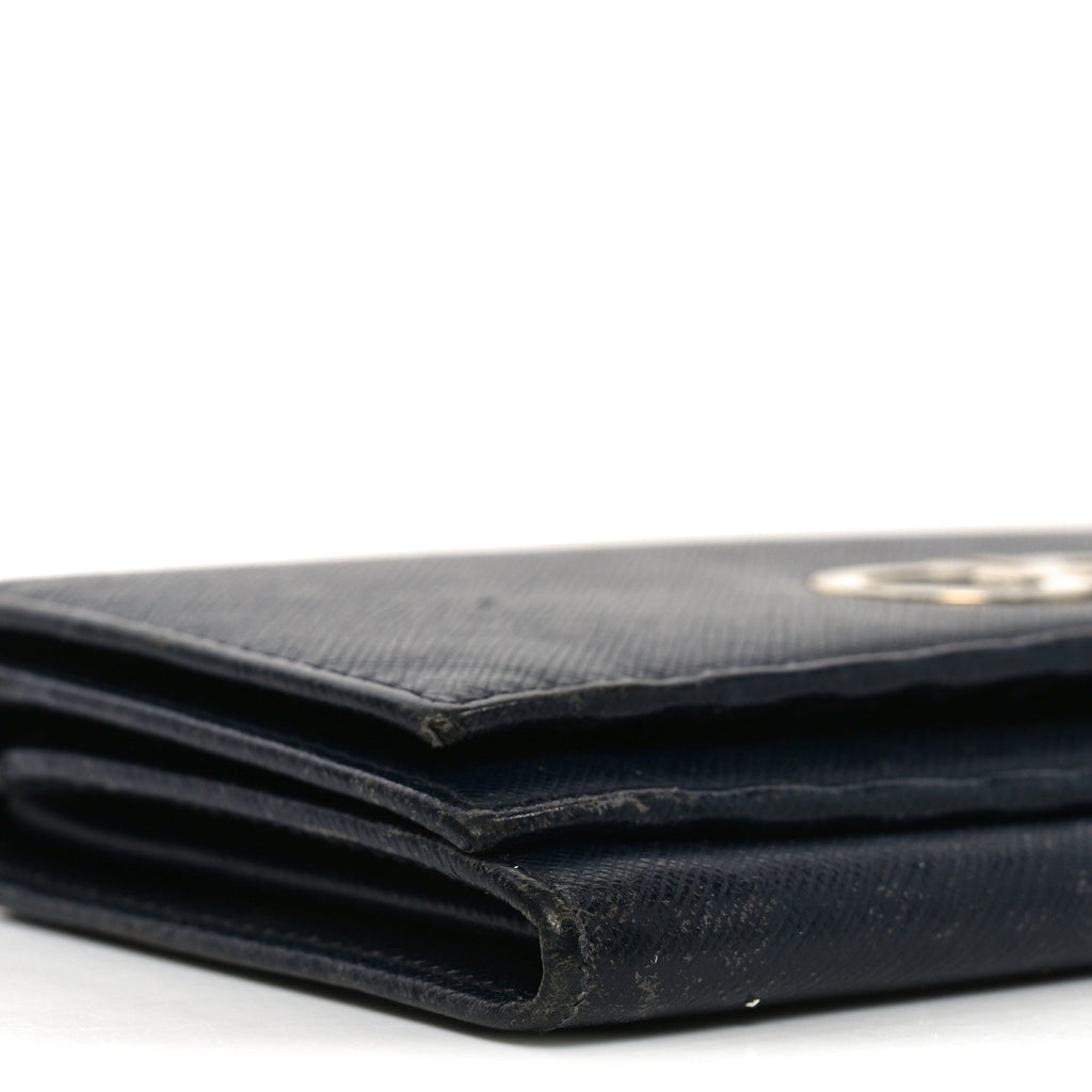 Hammered Calfskin Gancini Wallet Blue