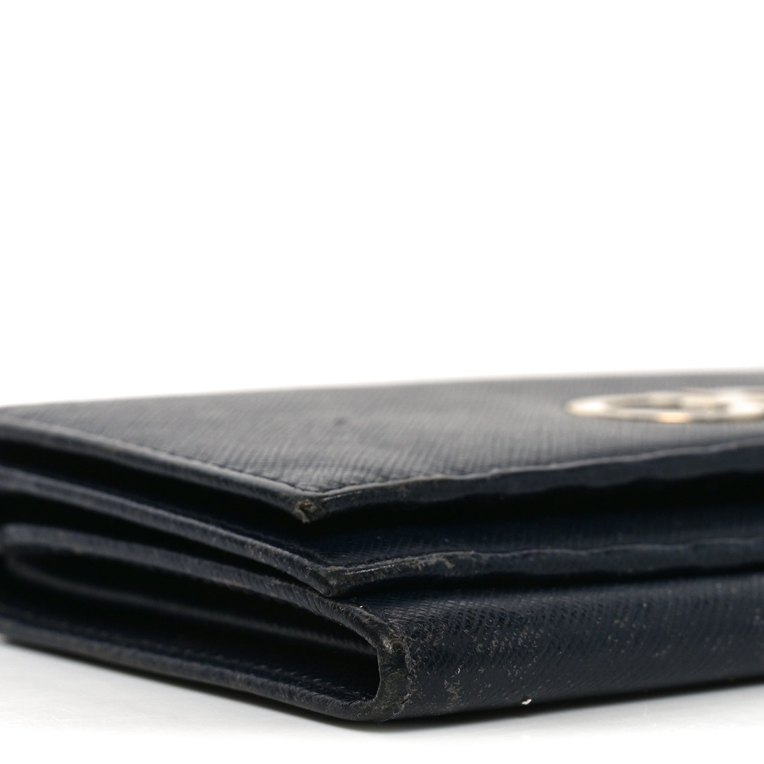Hammered Calfskin Gancini Wallet Blue