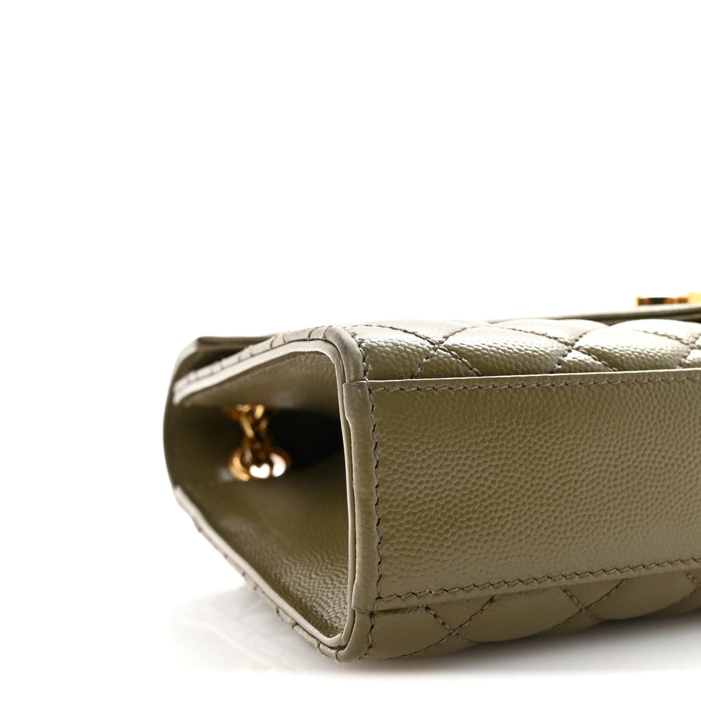 Grain De Poudre Textured Mixed Matelasse Triquilt Medium Monogram Satchel Light Sage