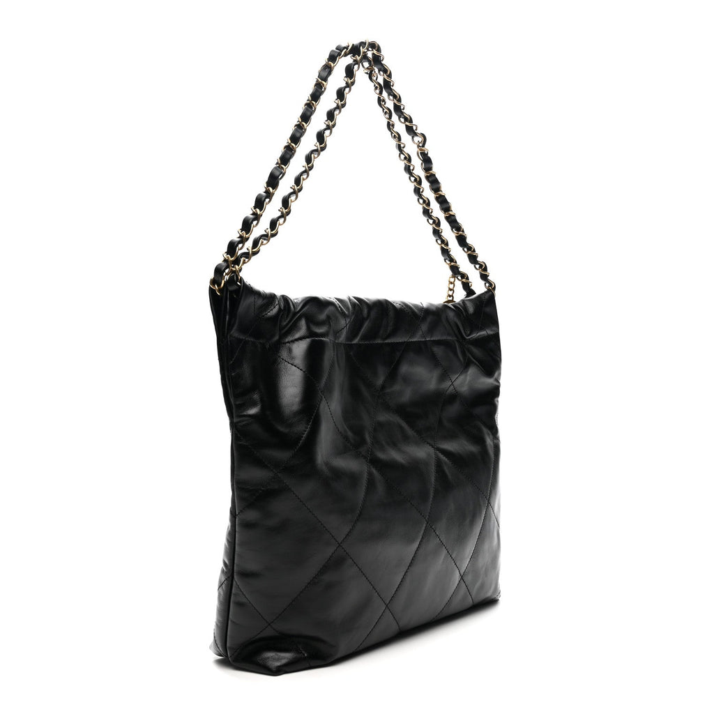 Shiny Calfskin Quilted Small Chanel 22 Black