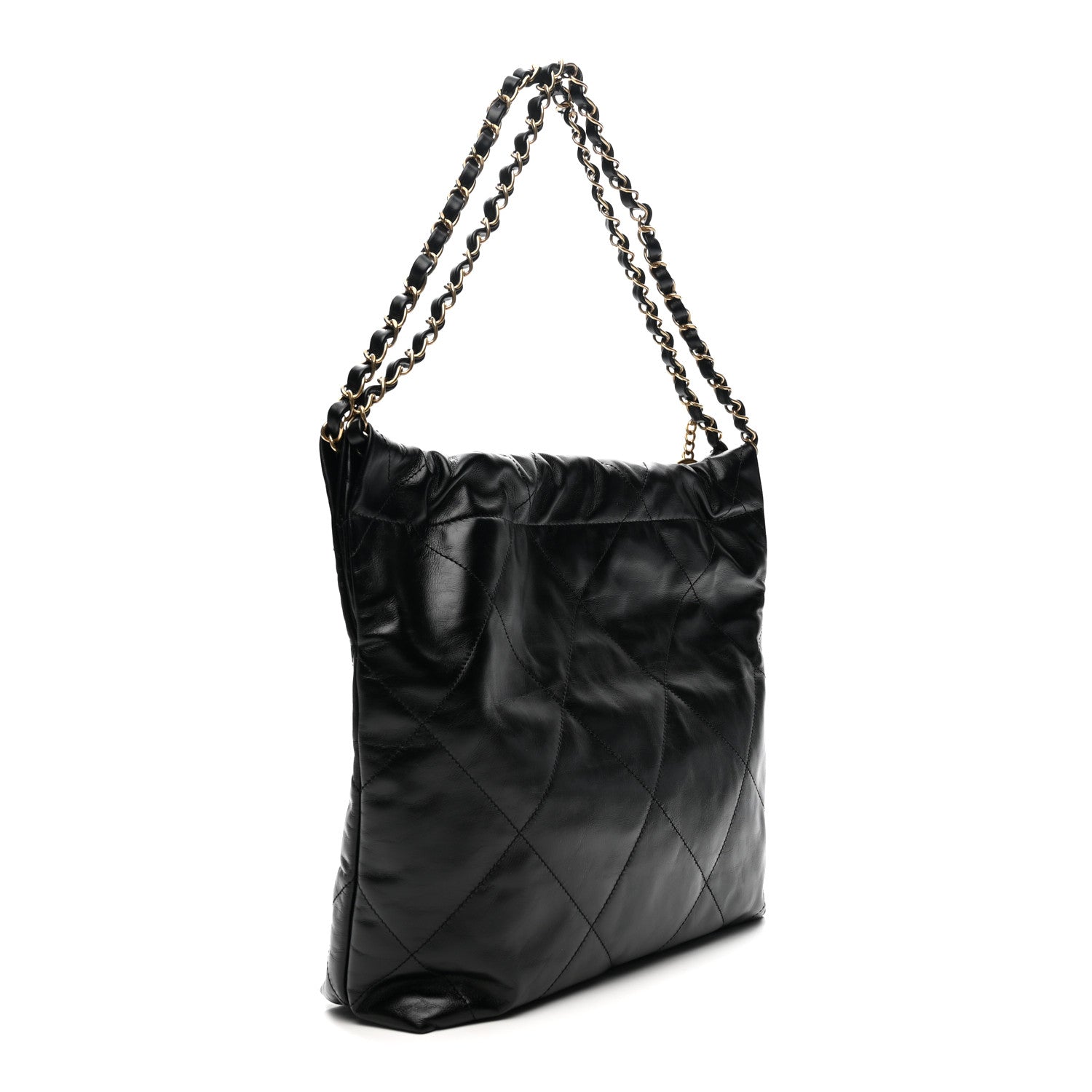 Shiny Calfskin Quilted Small Chanel 22 Black