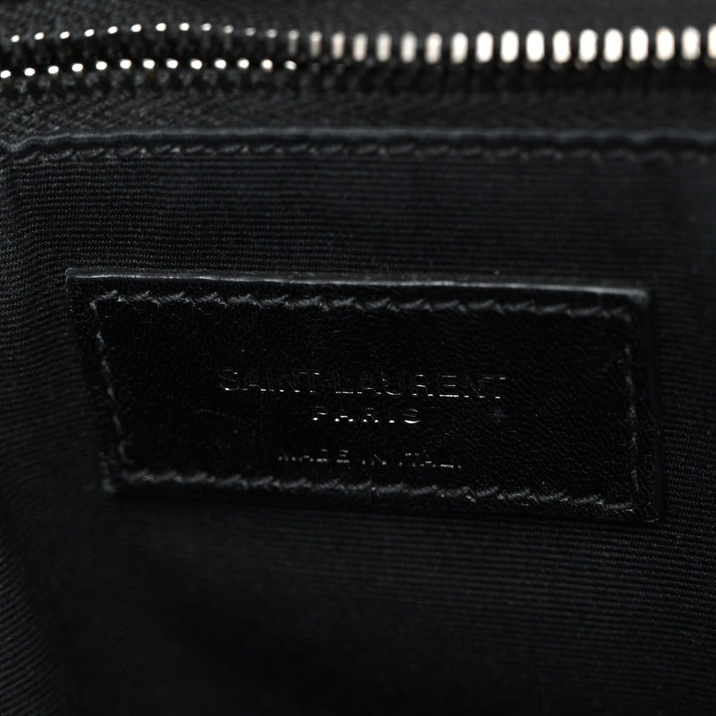 Crinkled Calfskin Matelasse Monogram Medium Niki Chain Satchel Black