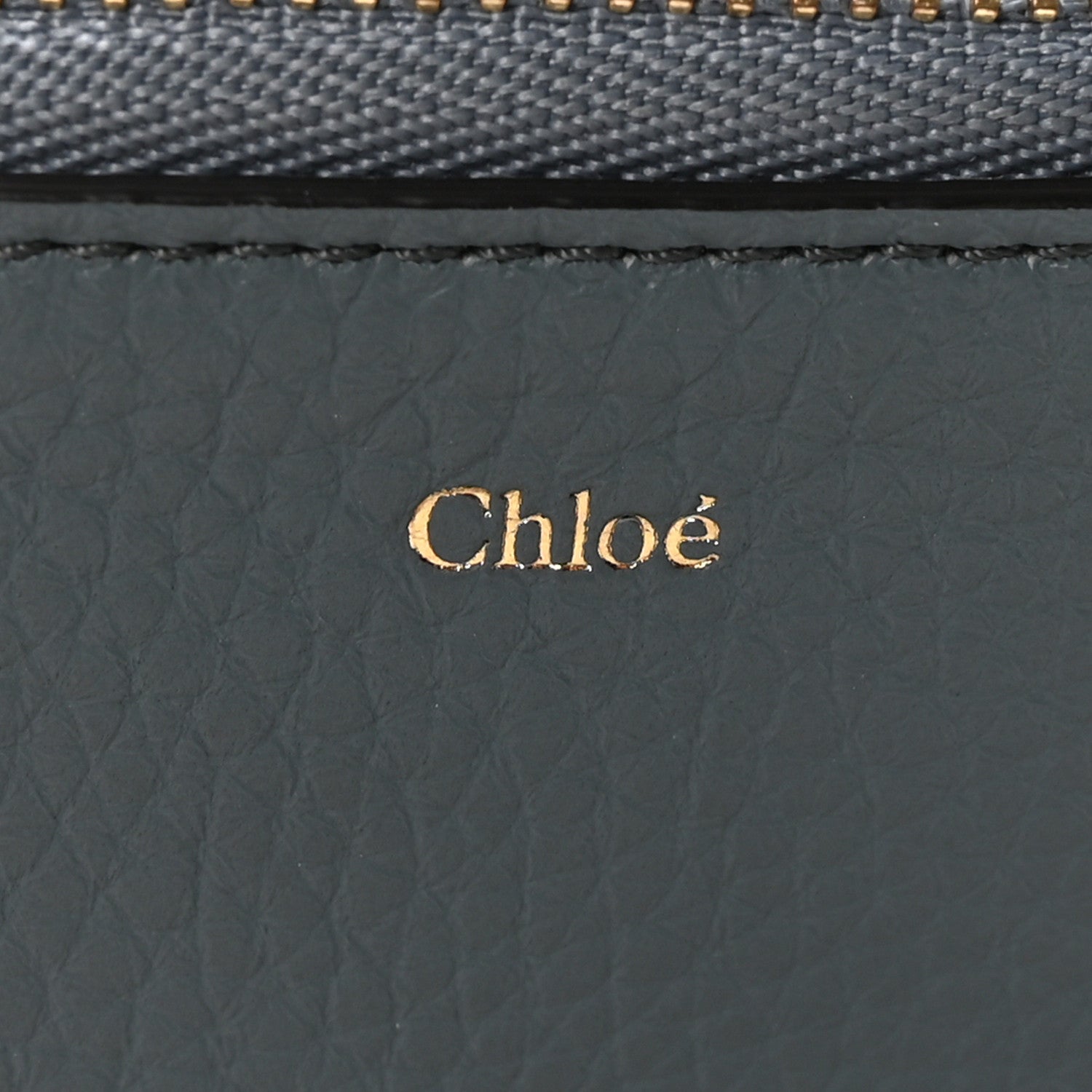 Grained Calfskin Alphabet Zip  Holder Cloudy Blue