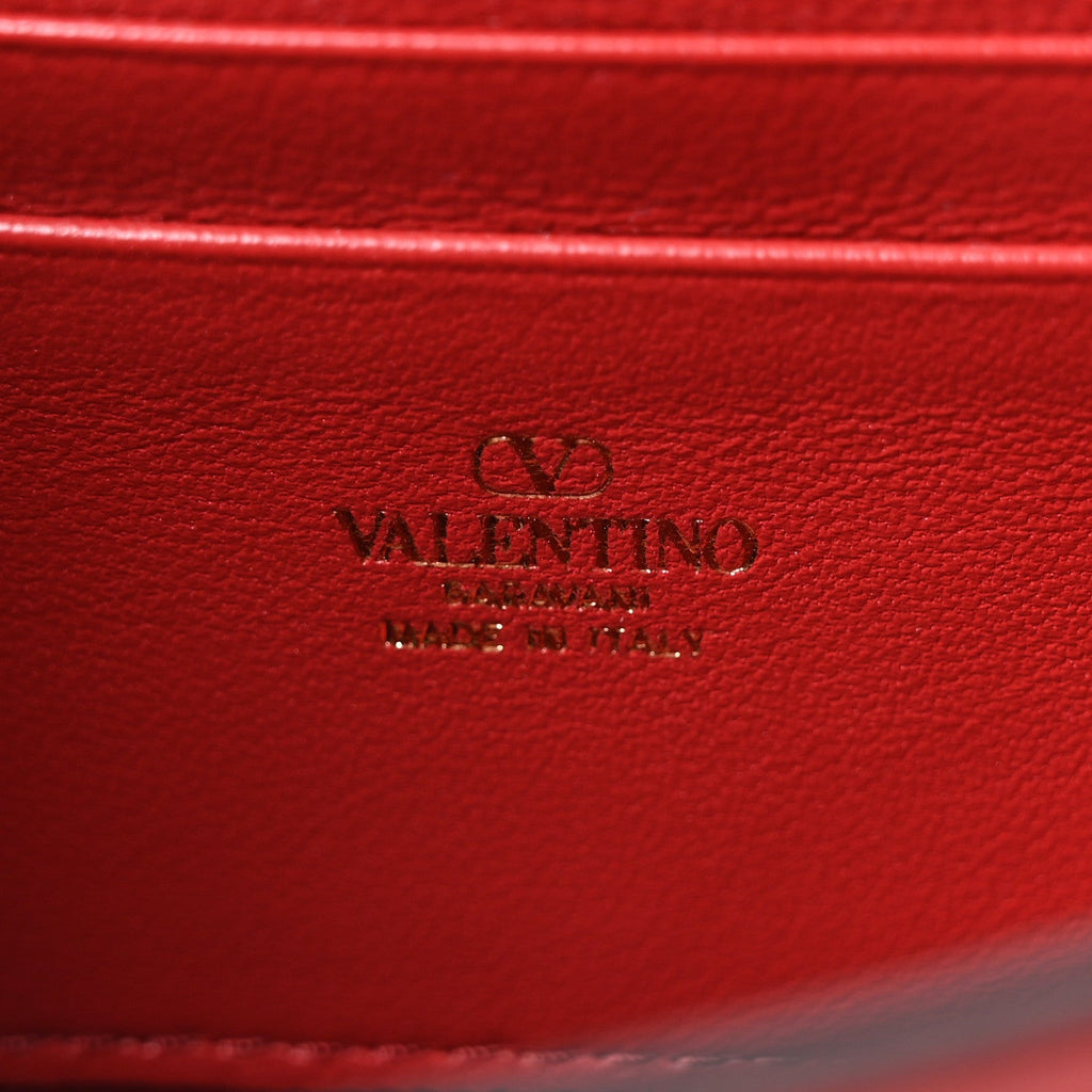 Vitello Rockstud Mini Top Handle Bag Red