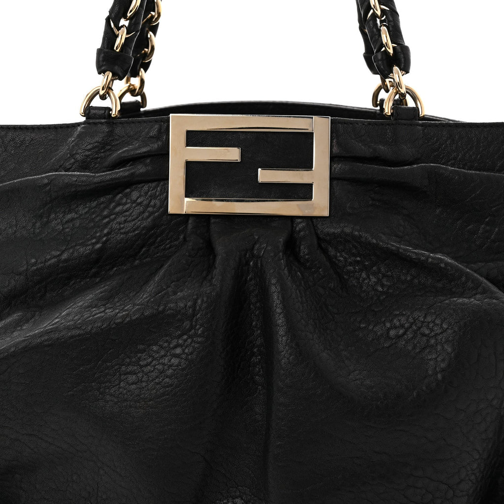 Crinkled Lambskin Mia Tote Black