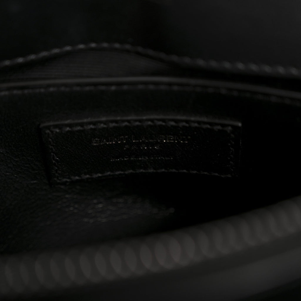 Calfskin Y Quilted Monogram Monochrome Small Loulou Chain Satchel Black