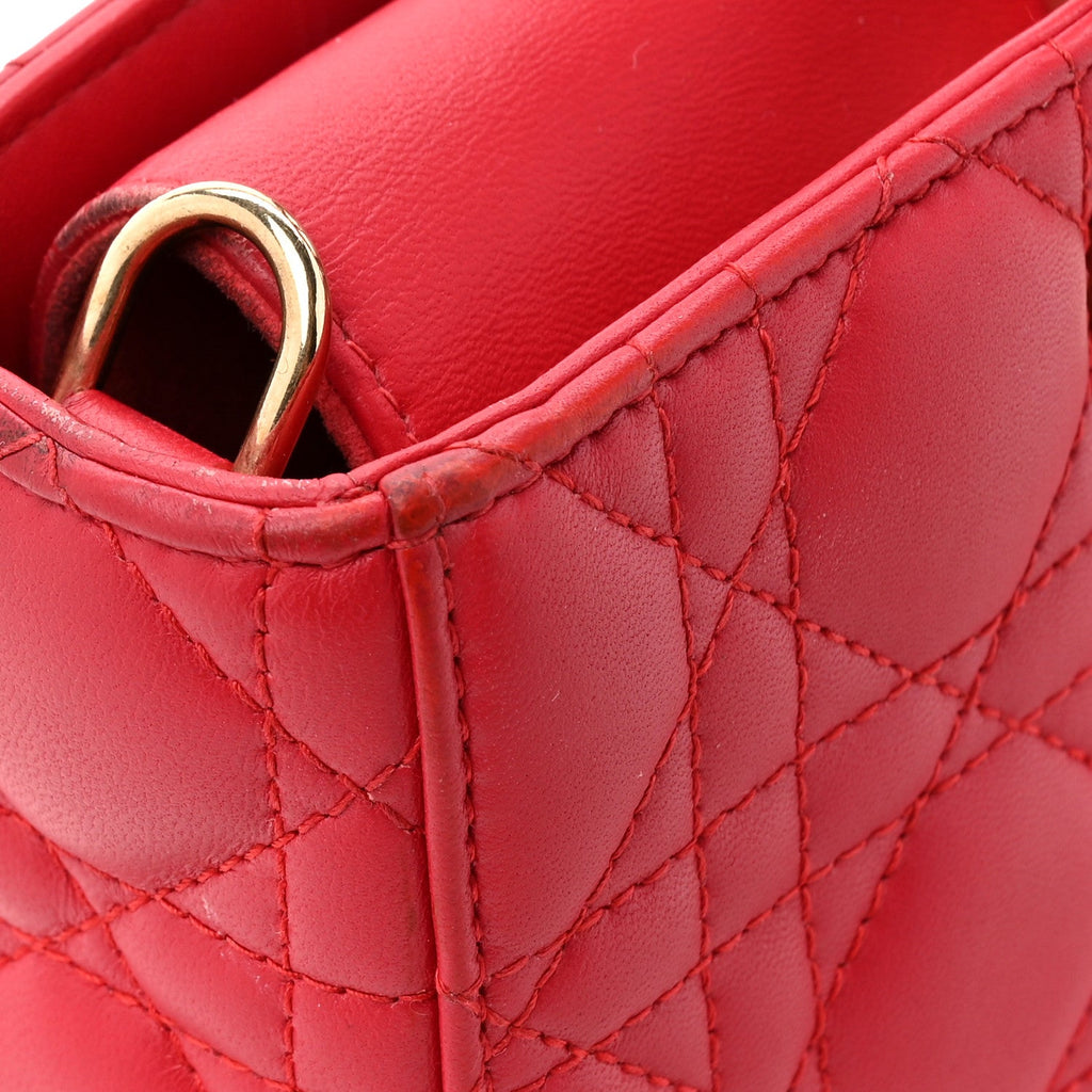 Lambskin Cannage Medium Lady D-Joy Red
