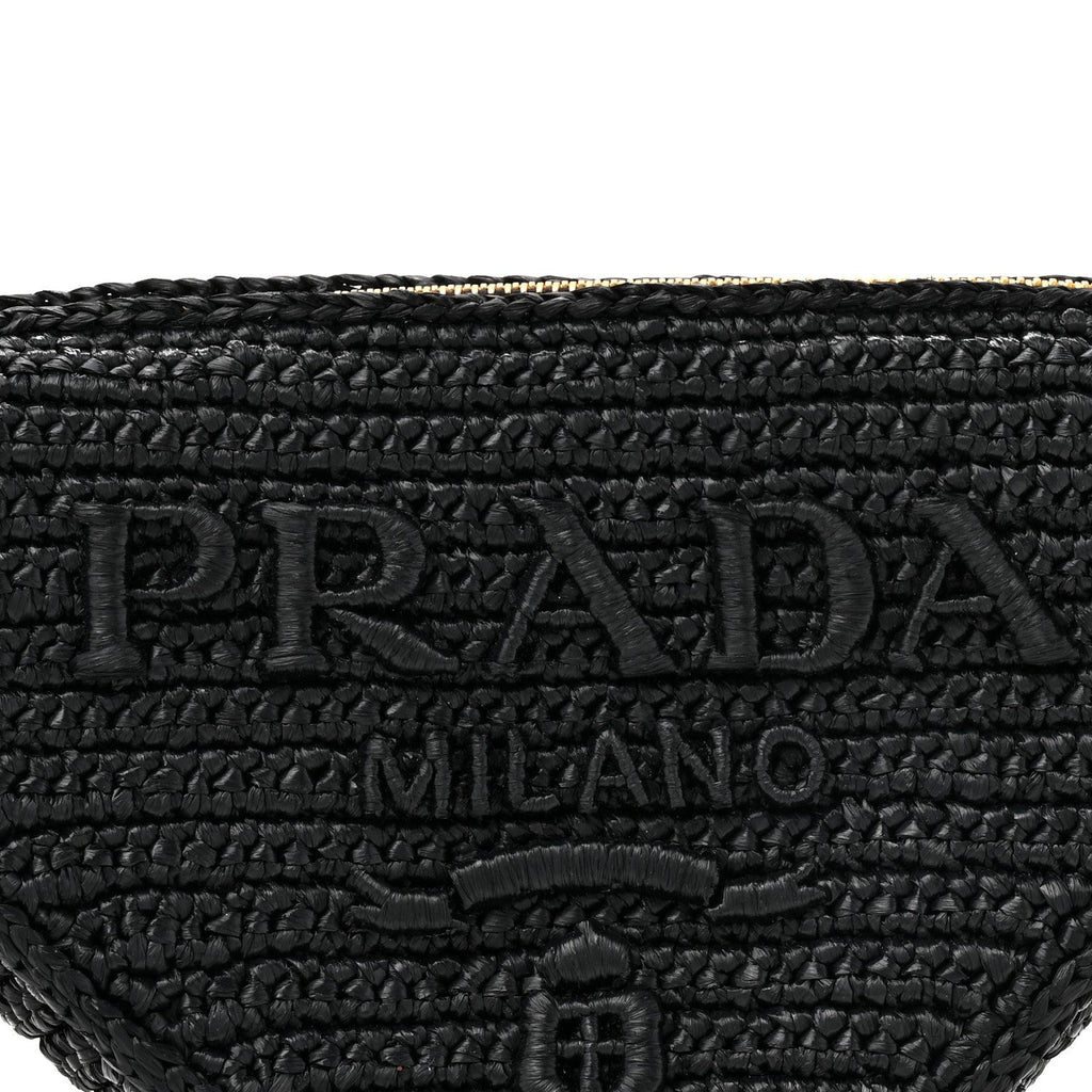 Yarn Raffia Effect Crochet Triangle Shoulder Bag Black