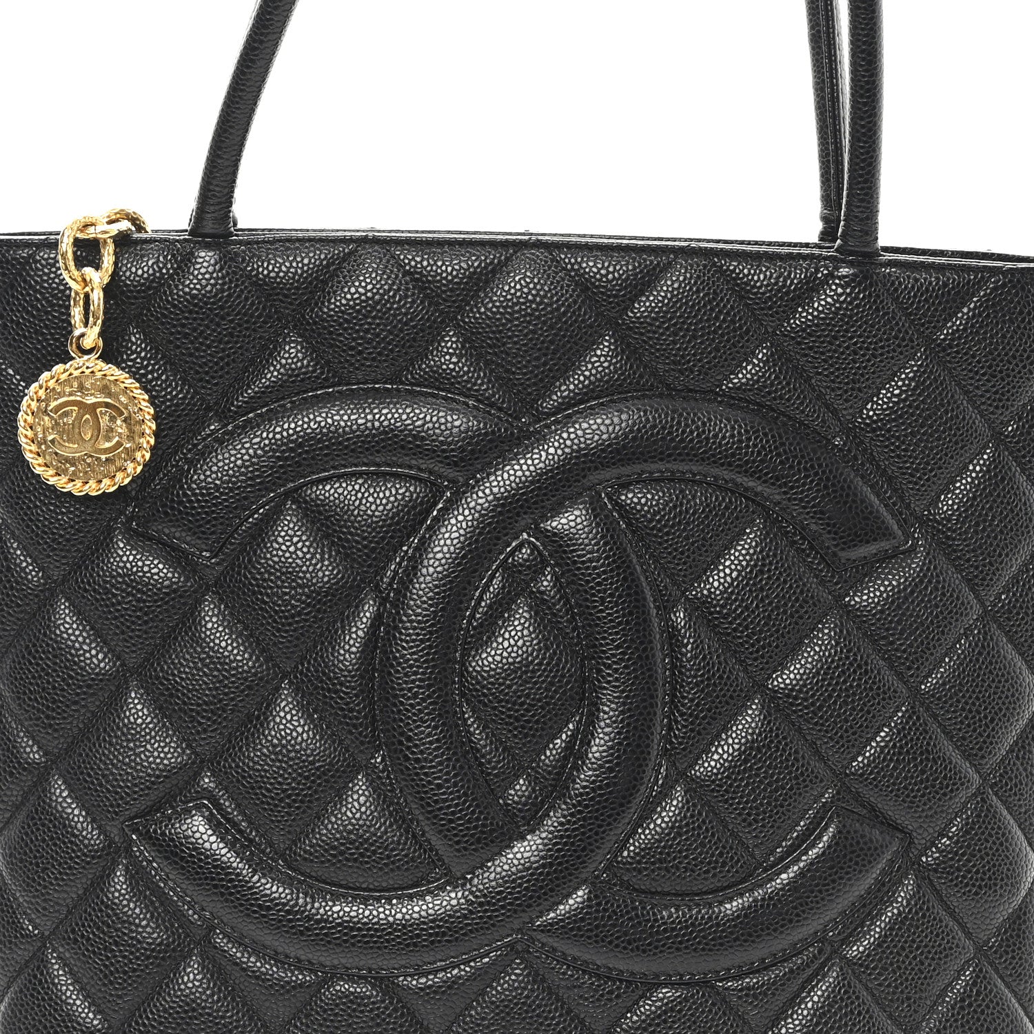 Caviar Quilted Medallion Tote Black