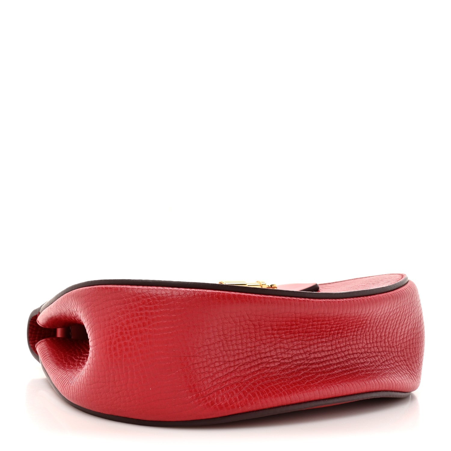 Grained Calfskin Lambskin Mini Bi-Color Drew Shoulder Bag Red