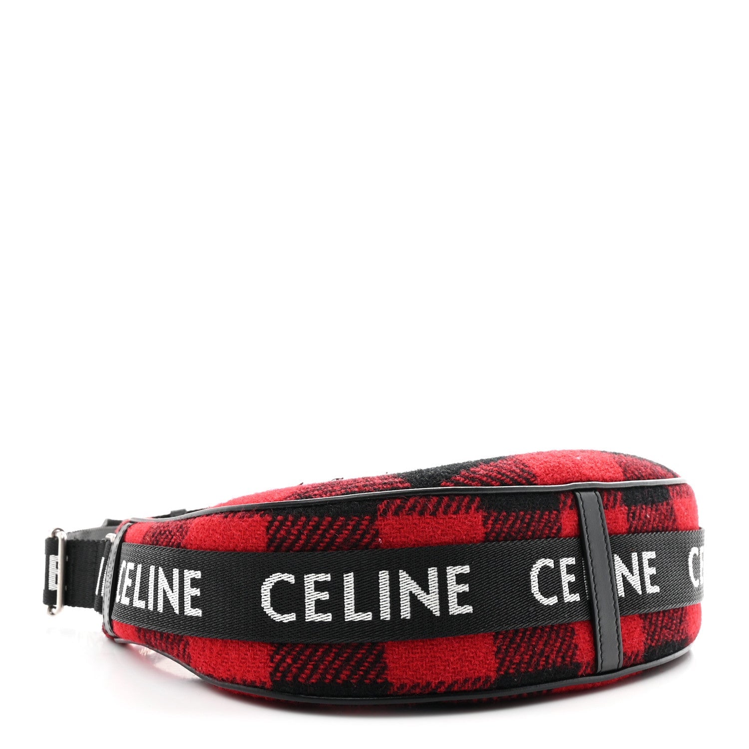 Wool Tartan Medium Ava Triomphe Shoulder Bag Red Black