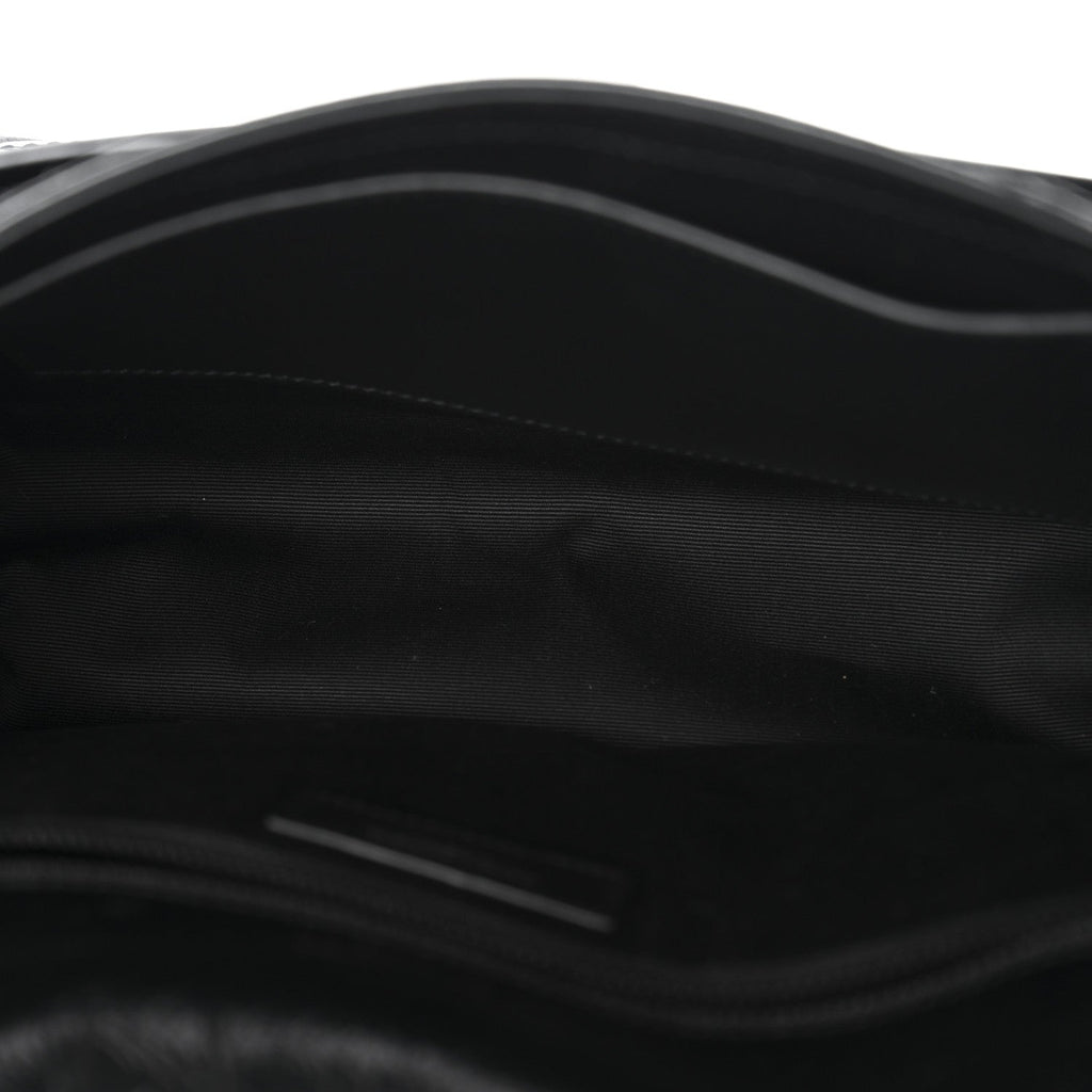 Crinkled Calfskin Matelasse Monogram Medium Niki Chain Satchel Black