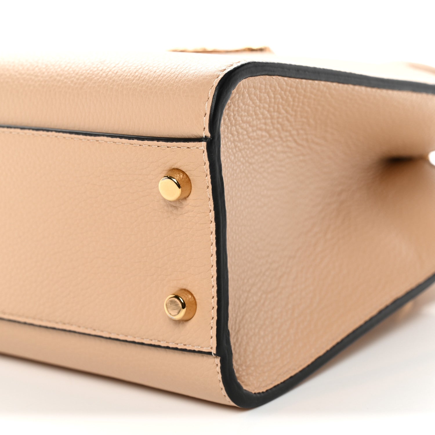 Grainy Calfskin Virtus Top Handle Tote Beige