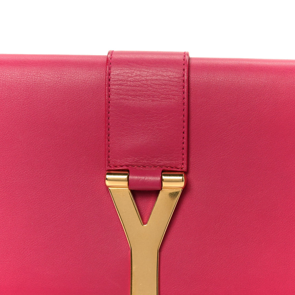 Calfskin Classic Y Ligne Clutch Fuchsia