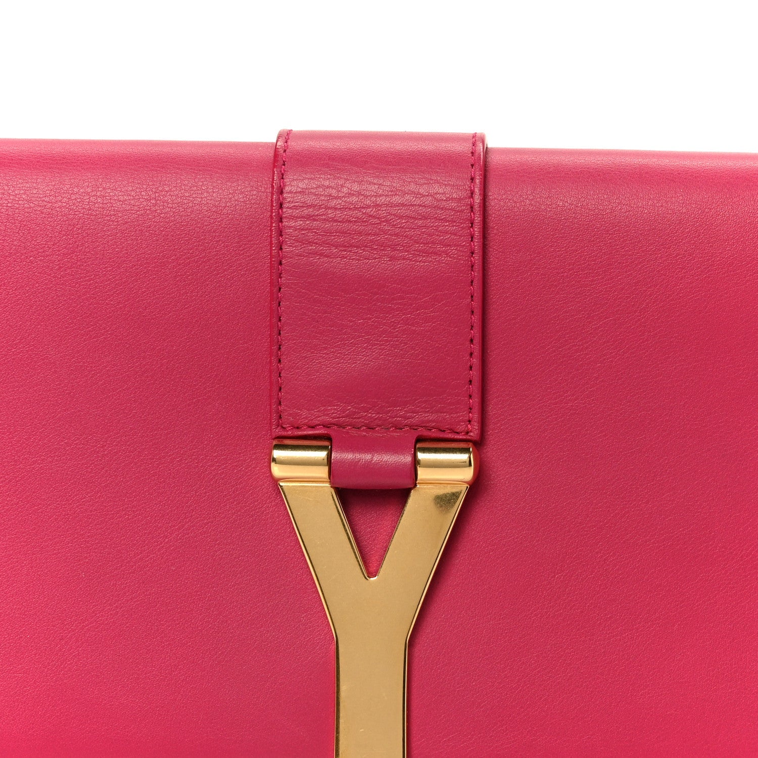 Calfskin Classic Y Ligne Clutch Fuchsia