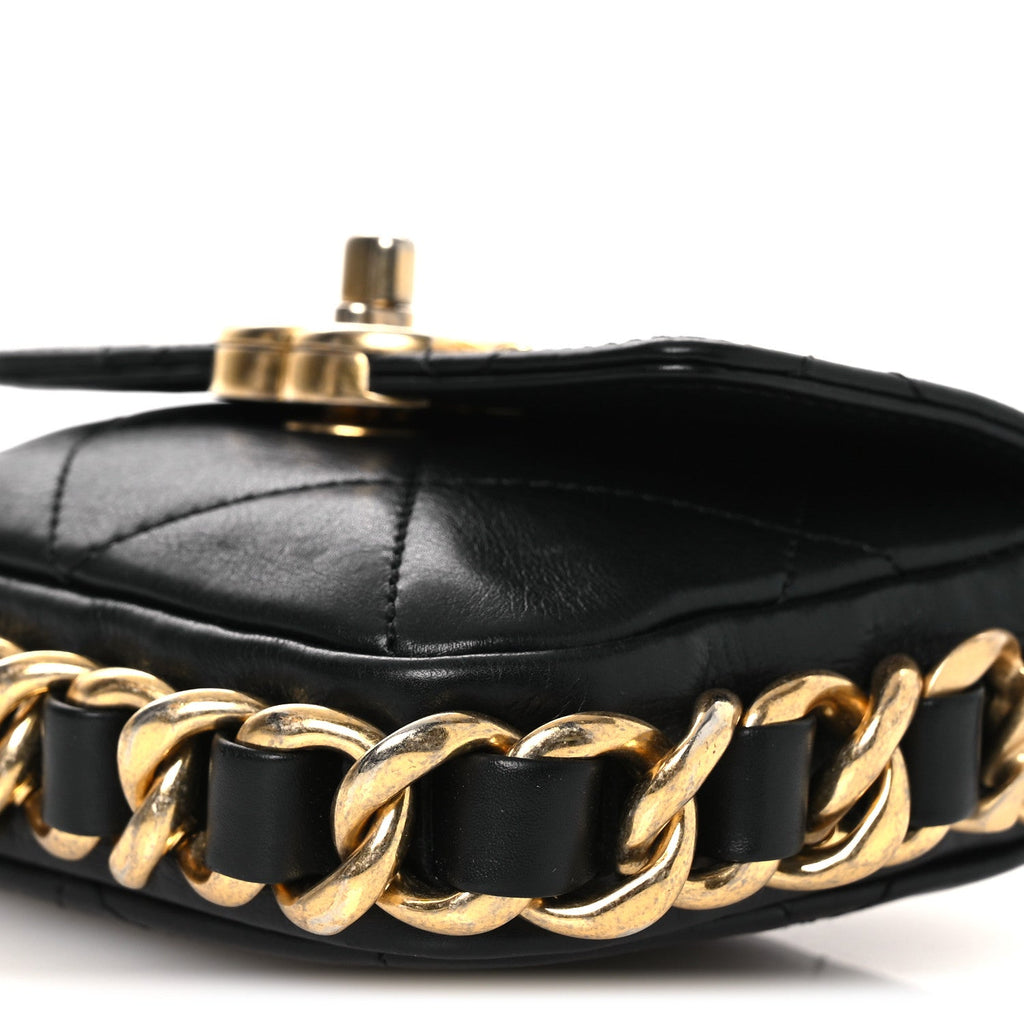 Calfskin Quilted Mini Framing Chain Bag Black