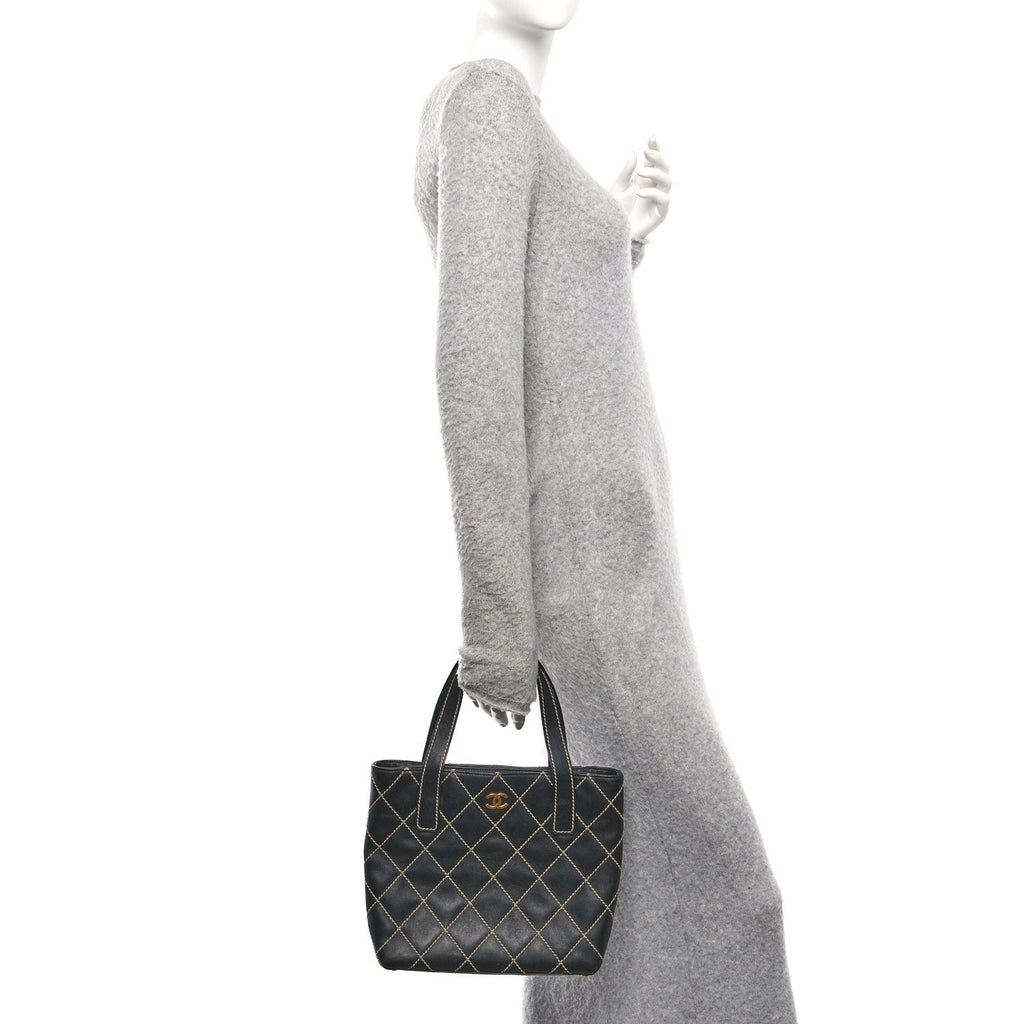 Calfskin Wild Stitch Tote Black
