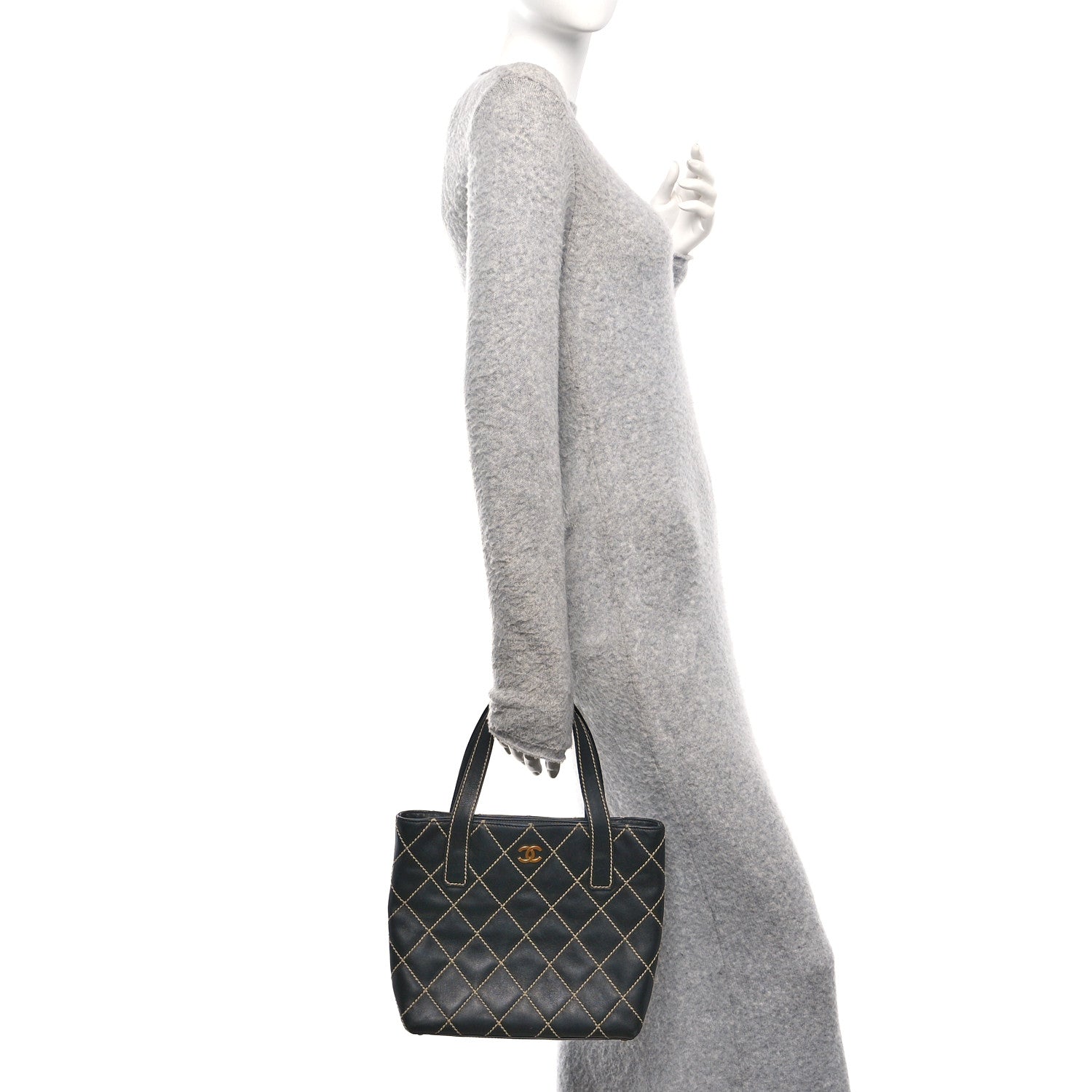 Calfskin Wild Stitch Tote Black