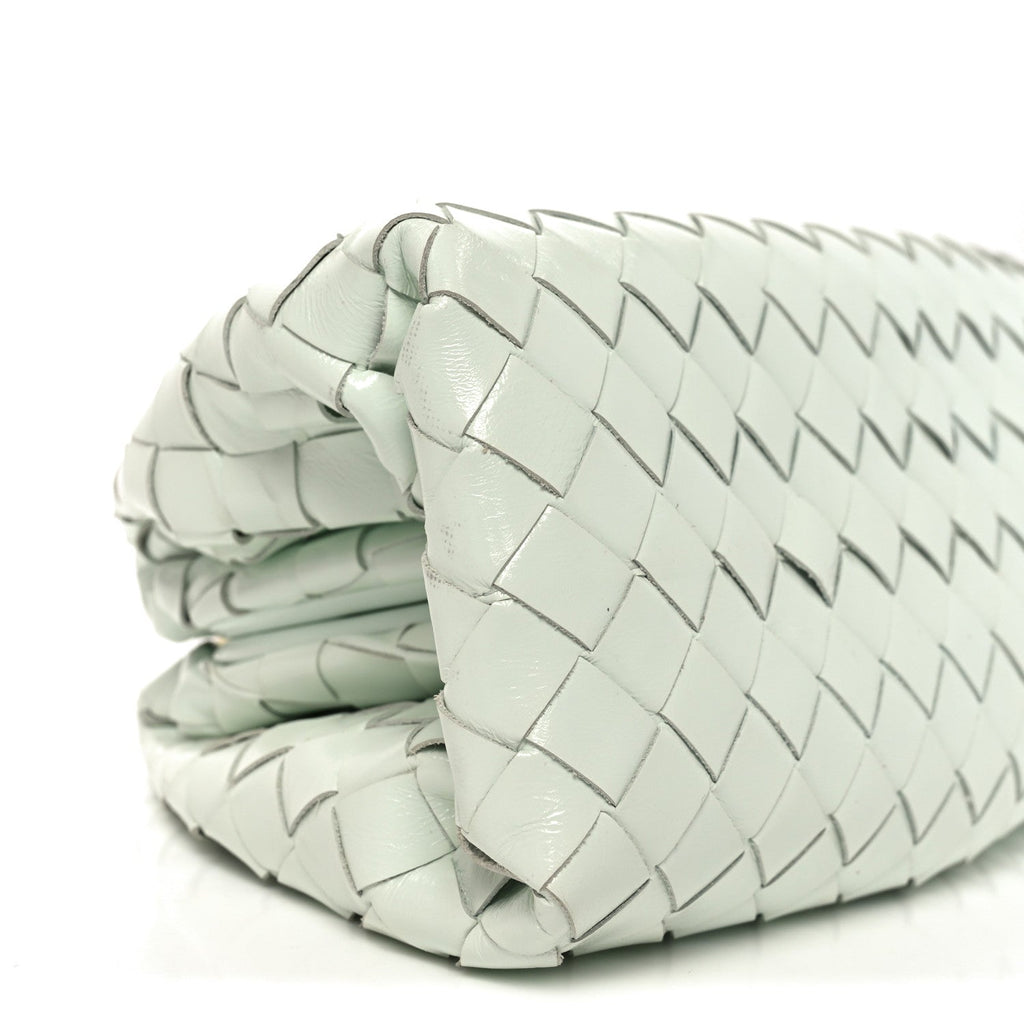 Patent Calfskin Intrecciato Teen Pouch Glacier