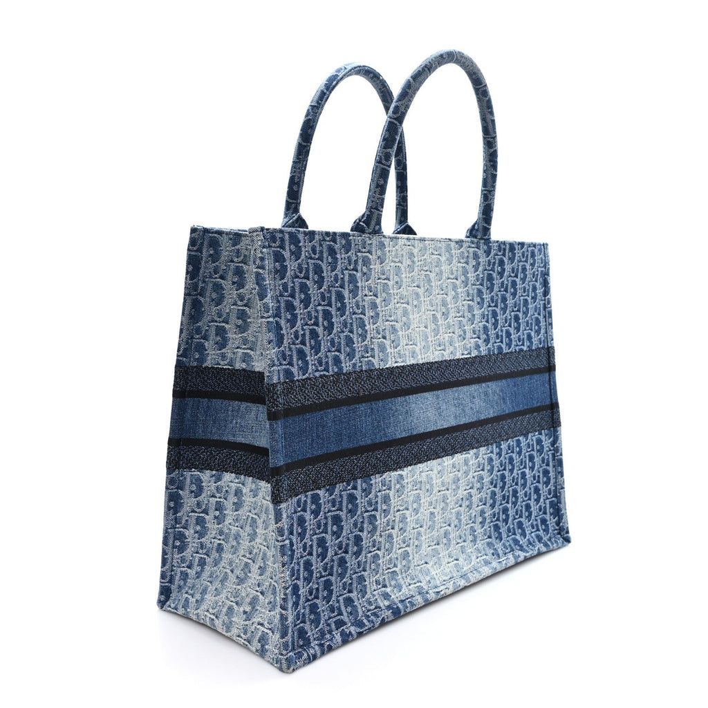 Oblique Denim Large Book Tote Blue