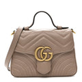 Calfskin Matelasse Mini GG Marmont Top Handle Shoulder Bag Porcelain Rose