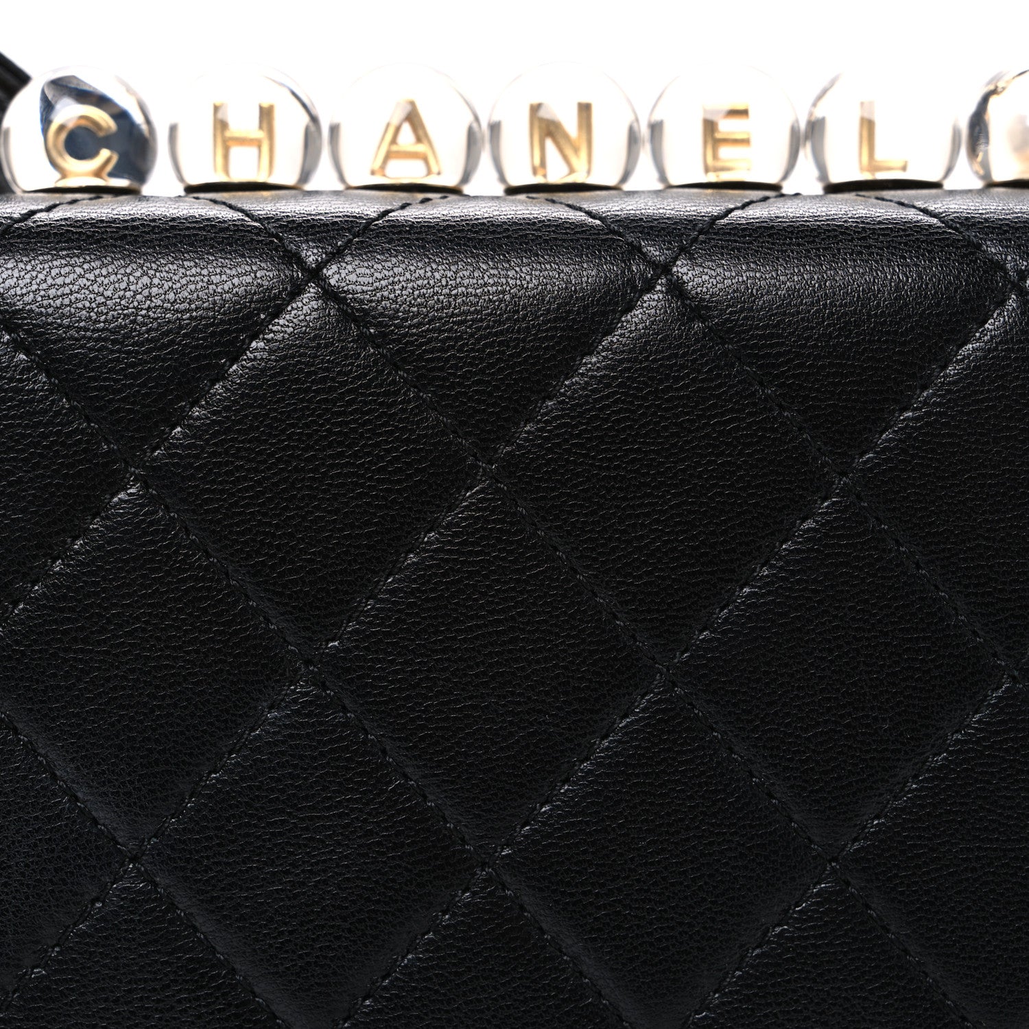 Lambskin Quilted Chic Pearls Flap Black