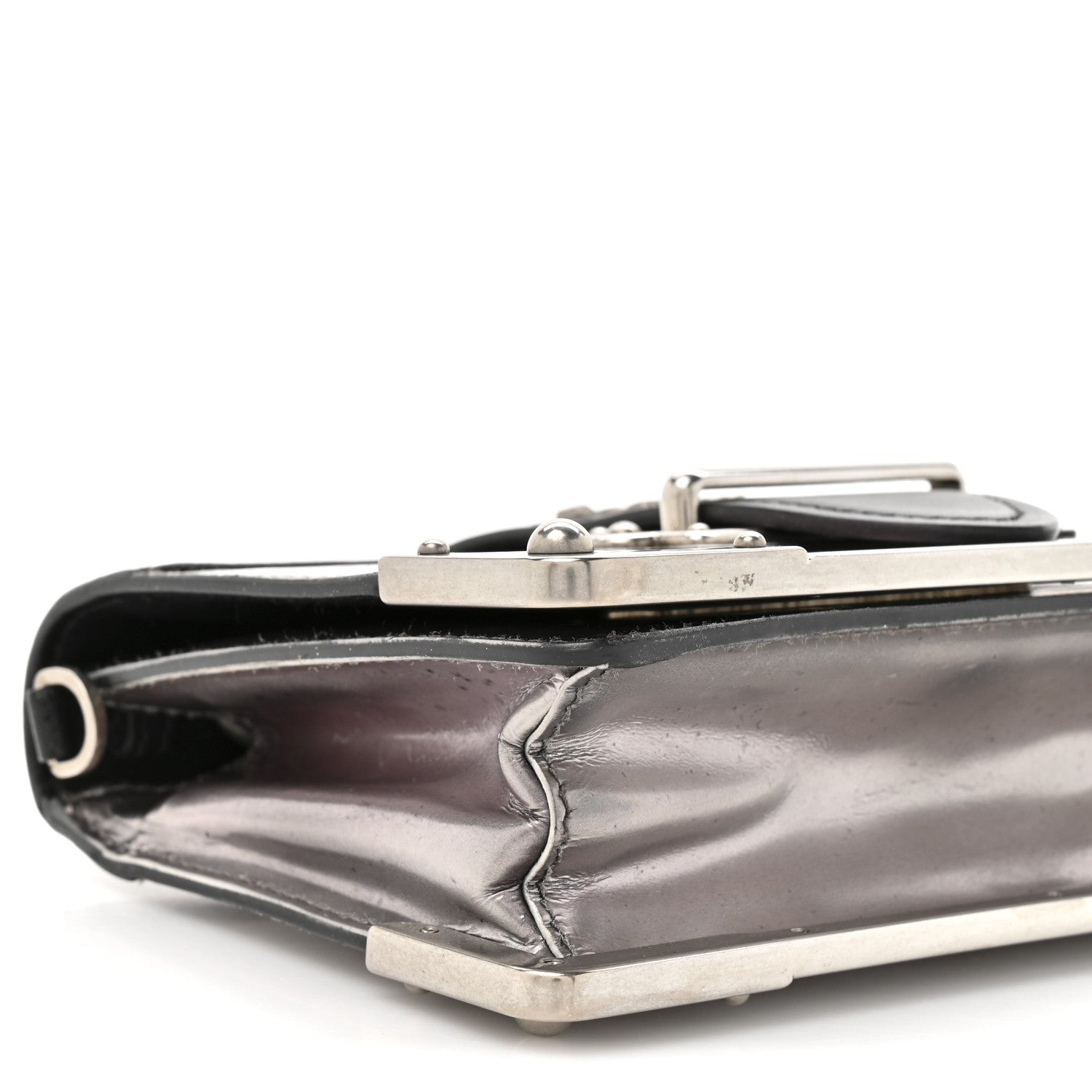 Metallic Vitello Saffiano Cahier Bag Silver Black