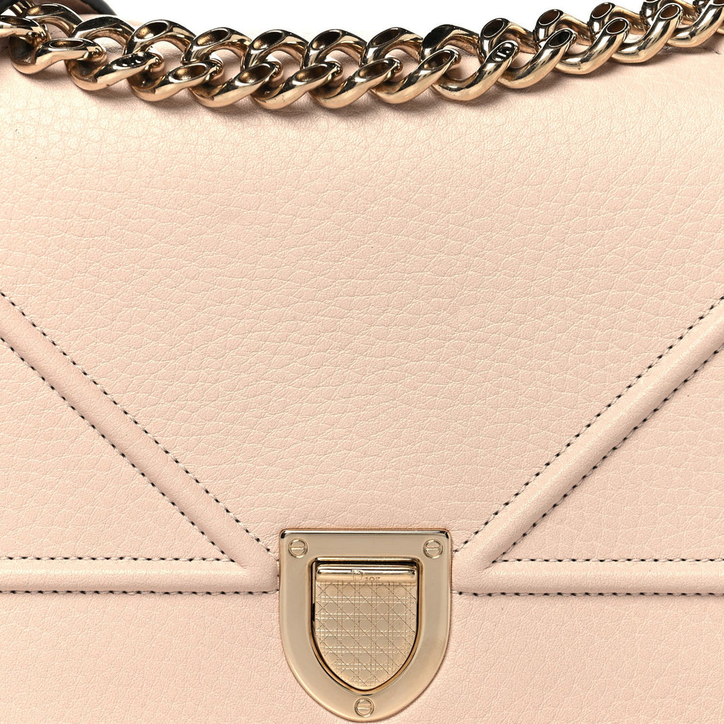 Grained Calfskin Small Diorama Flap Bag Pink