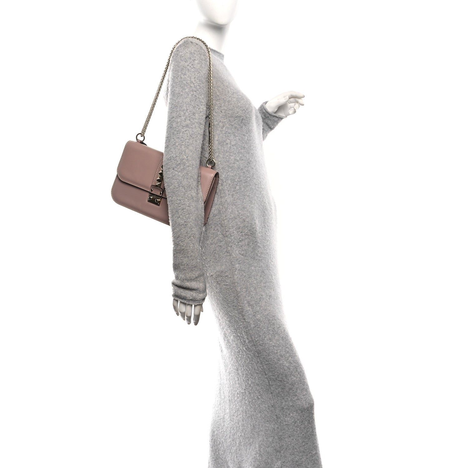 Vitello Medium Glam Lock Rockstud Flap Poudre