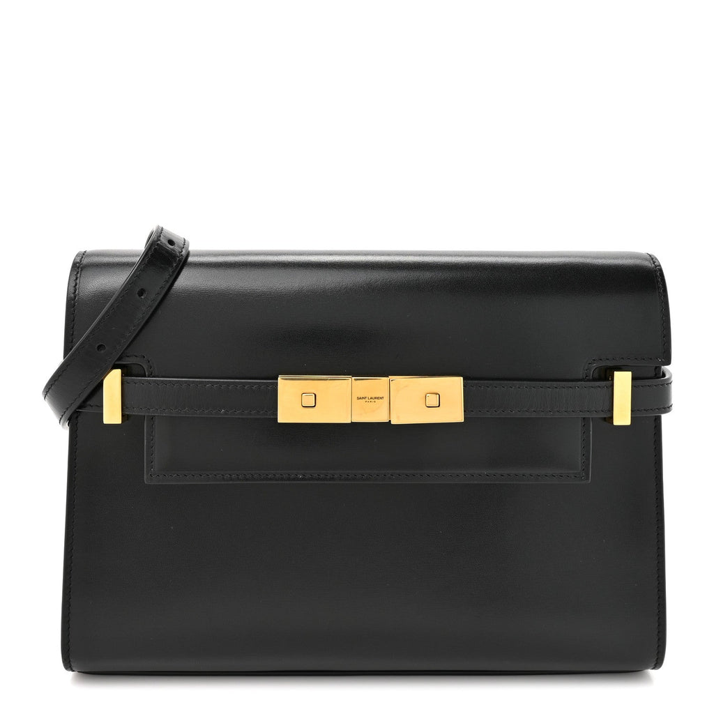 Smooth Calfskin Small Manhattan Shoulder Bag Black