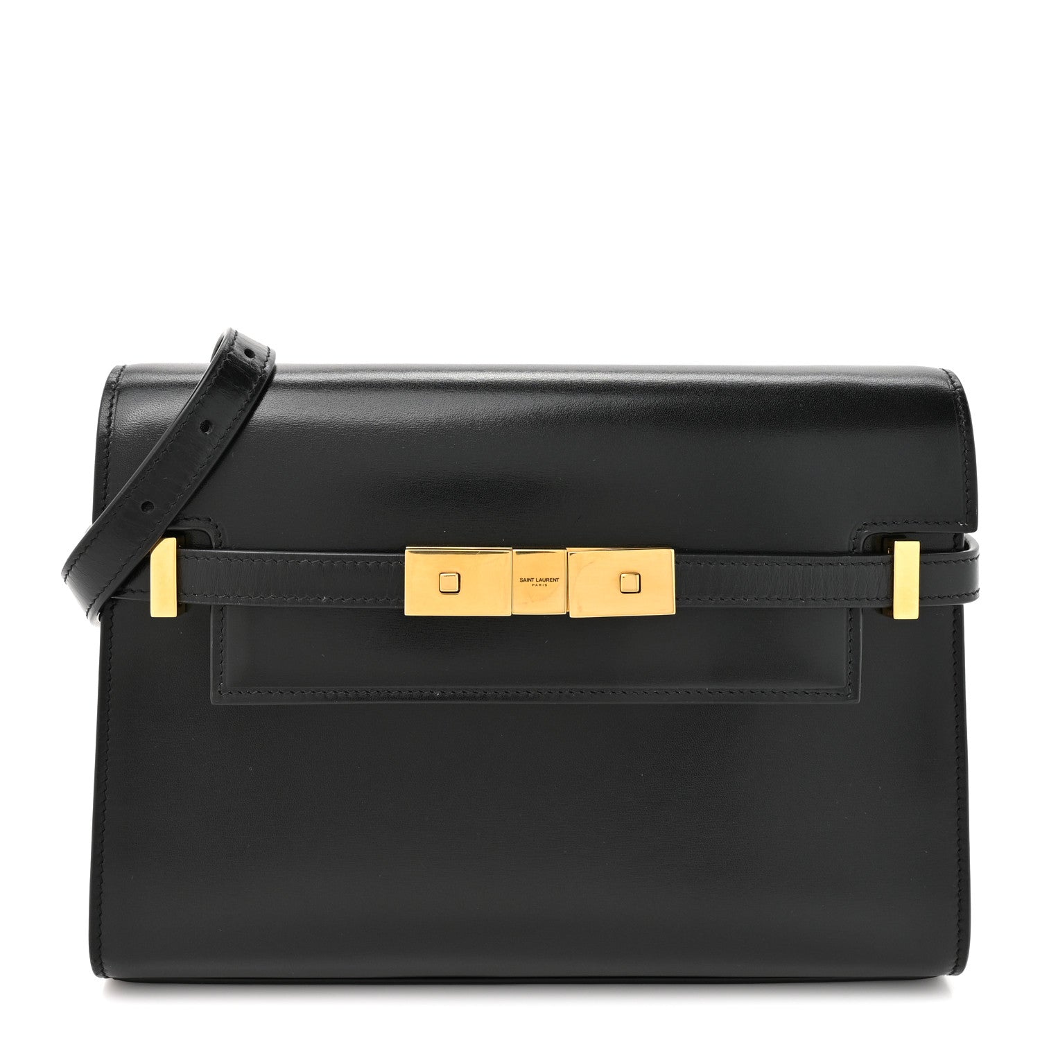 Smooth Calfskin Small Manhattan Shoulder Bag Black
