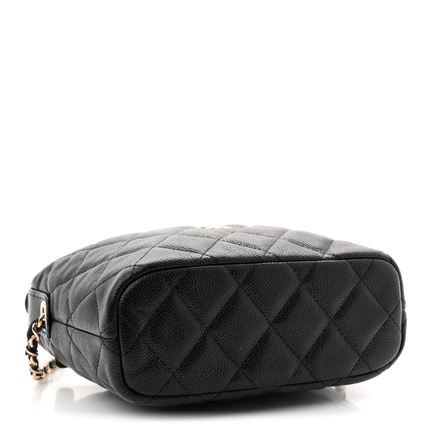 Caviar Quilted Hobo Clutch With Chain  Black