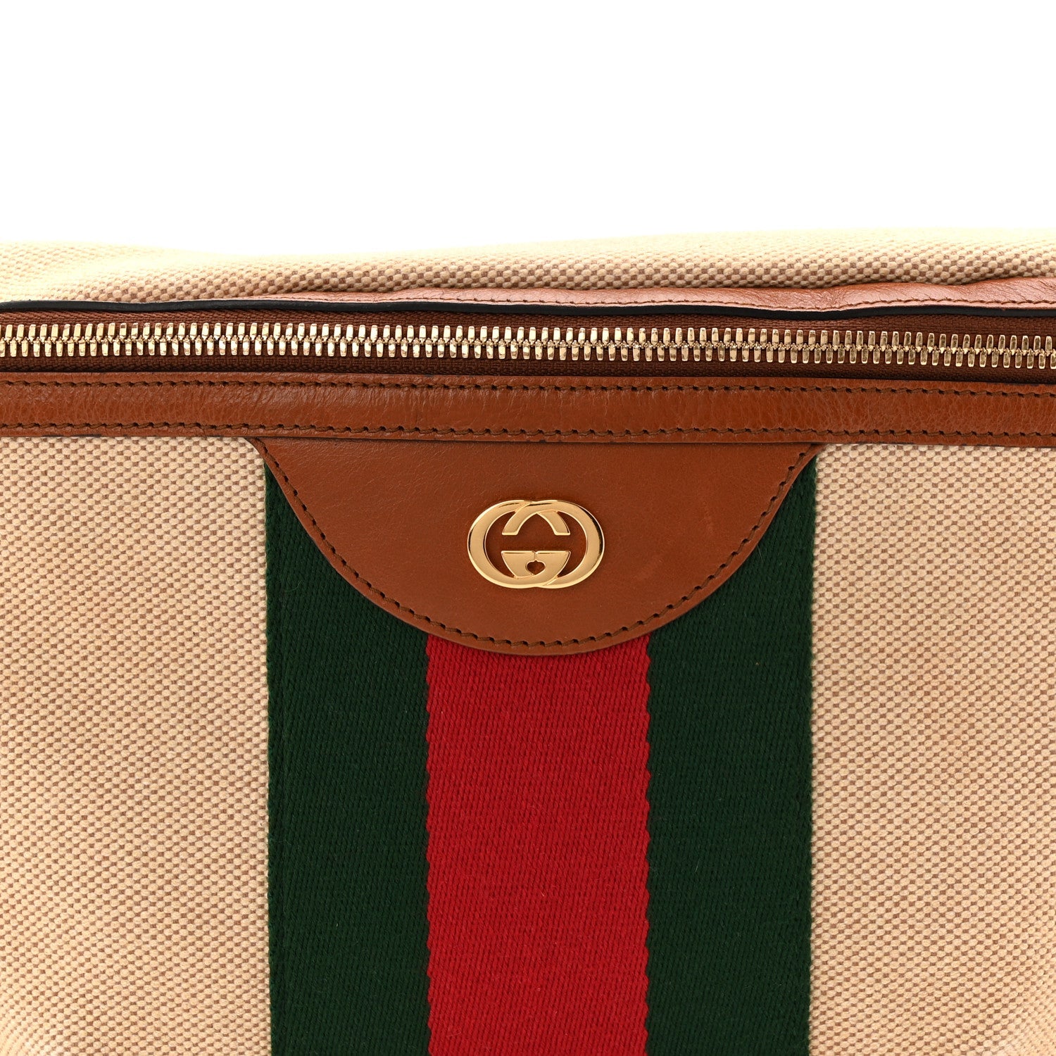 Vintage Canvas Web Belt Bag Sand Cuir