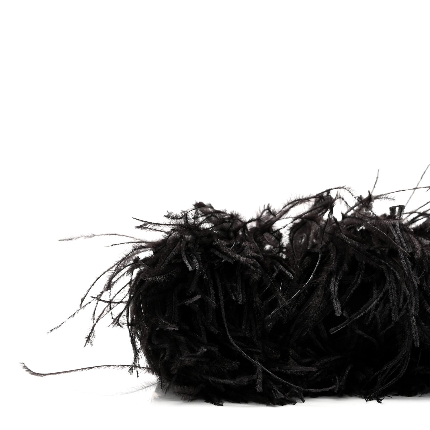 Satin Feather Crystal Embellished Celeste Clutch Black
