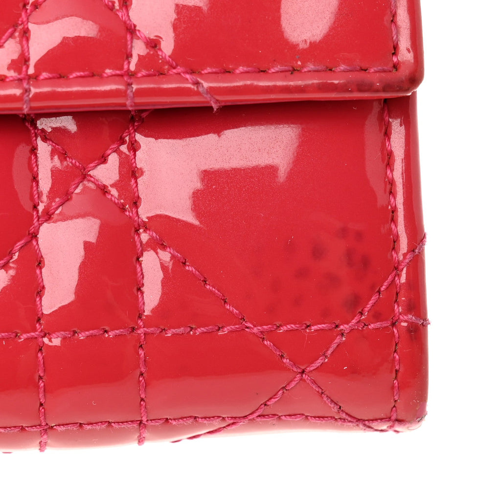 Patent Cannage Miss Dior Chain Wallet Fuchsia
