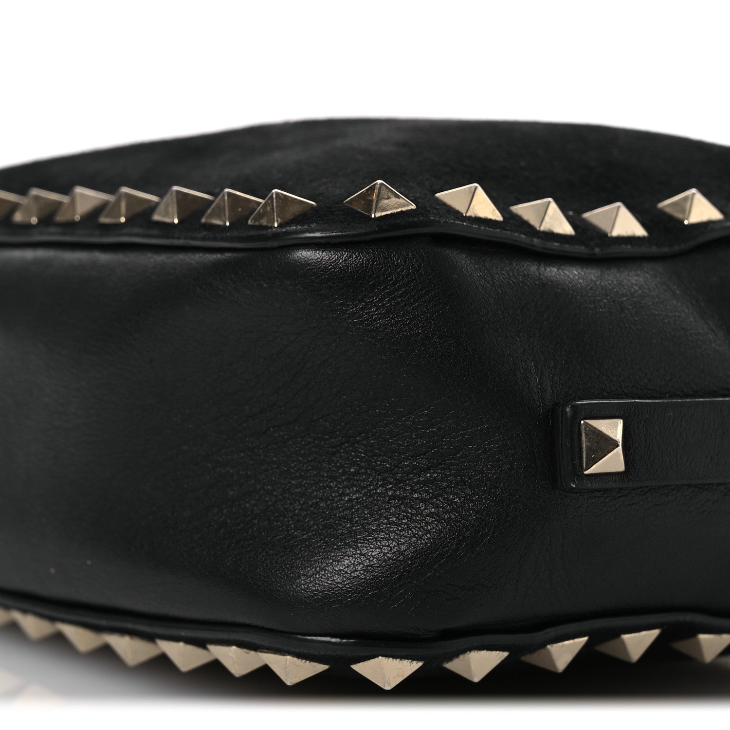 Calfskin Suede Rockstud Camera Crossbody Bag Black