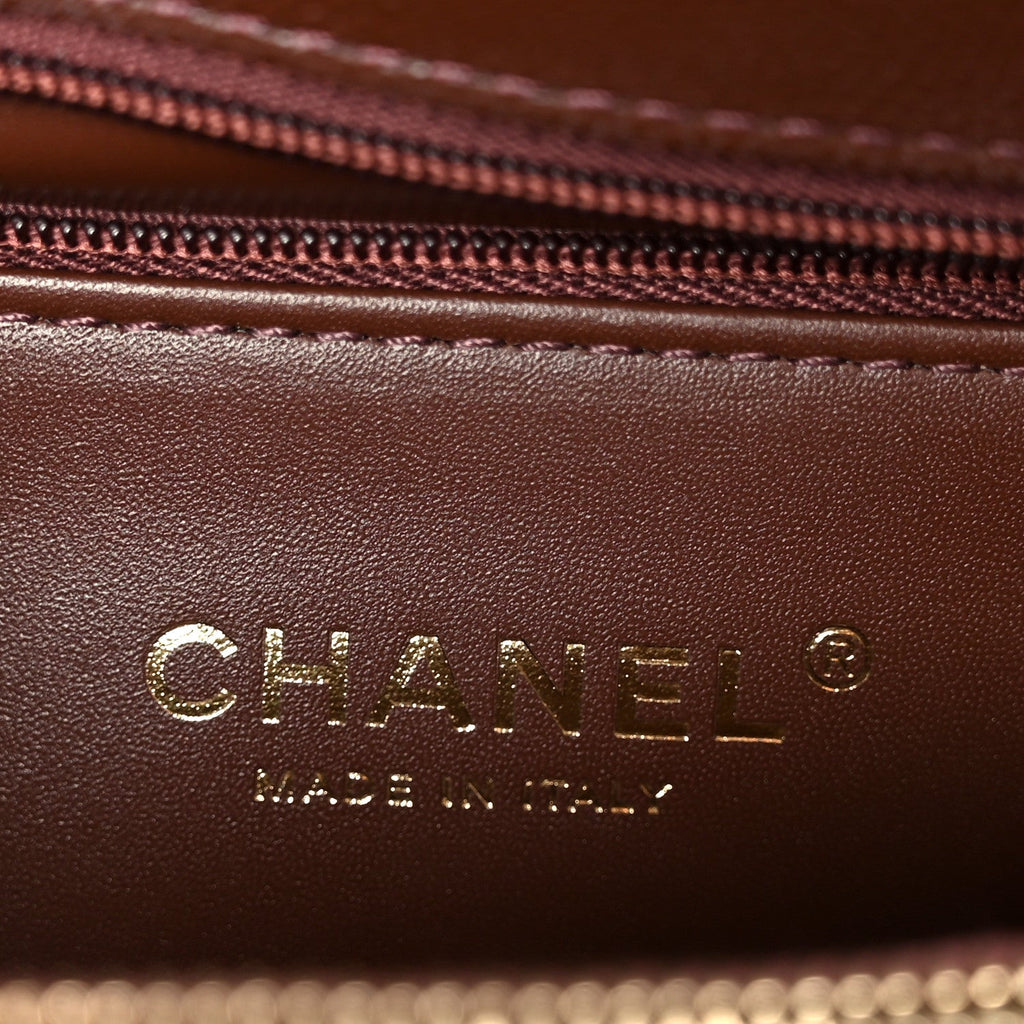 Caviar Quilted Small Coco Handle Flap Dark Brown