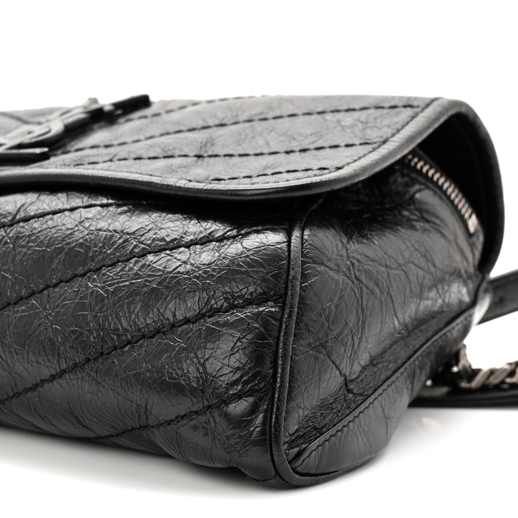 Crinkled Calfskin Matelasse Monogram Niki Body Bag Black